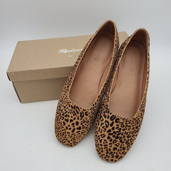 Madewell Square Toe Flats in Leopard Calf Hair Desert Dune Multi Size 8.5 - Picture 1 of 11